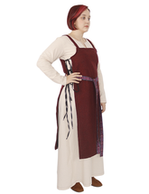 GYDA WOOL Burgundy - Medieval Viking Wool Apron Pinafore Dress